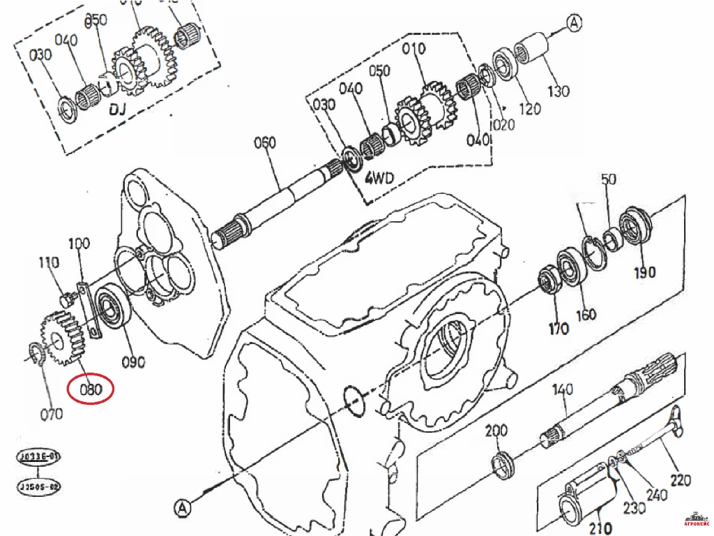 Шестерня ВОМа 22T Kubota GL268 (арт. 56-1-1266) - купить запчасти